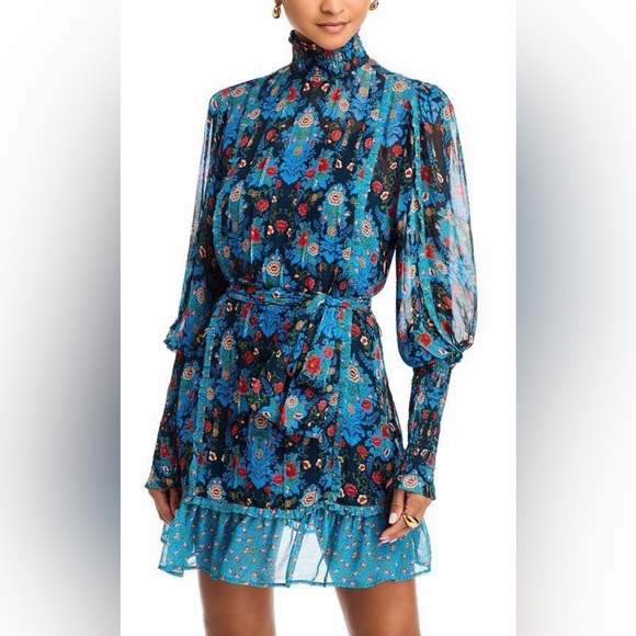 FARM Rio Blue Floral Long Sleeve Dress - Picture 8 of 8